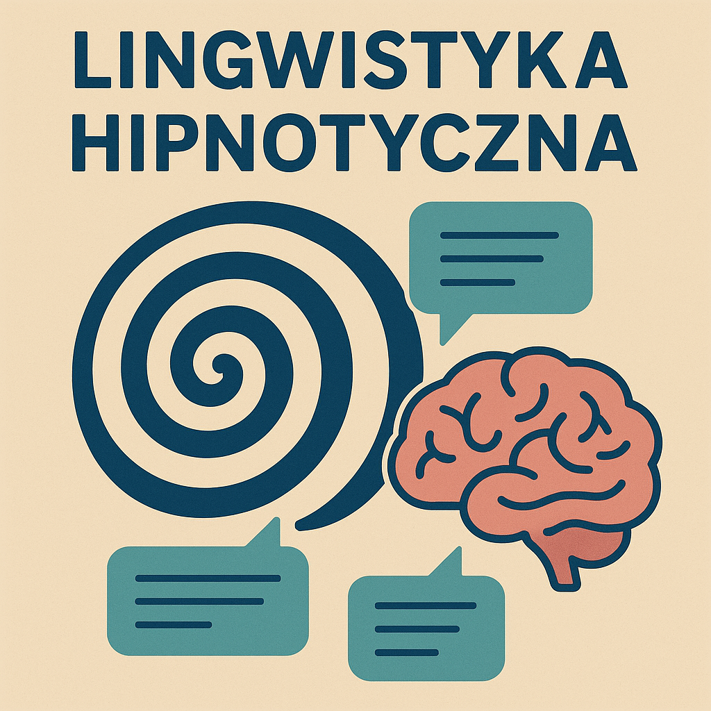 Hipnotyczna spirala, mózg i dymki rozmowy – ilustracja mocy języka w lingwistyce hipnotycznej.