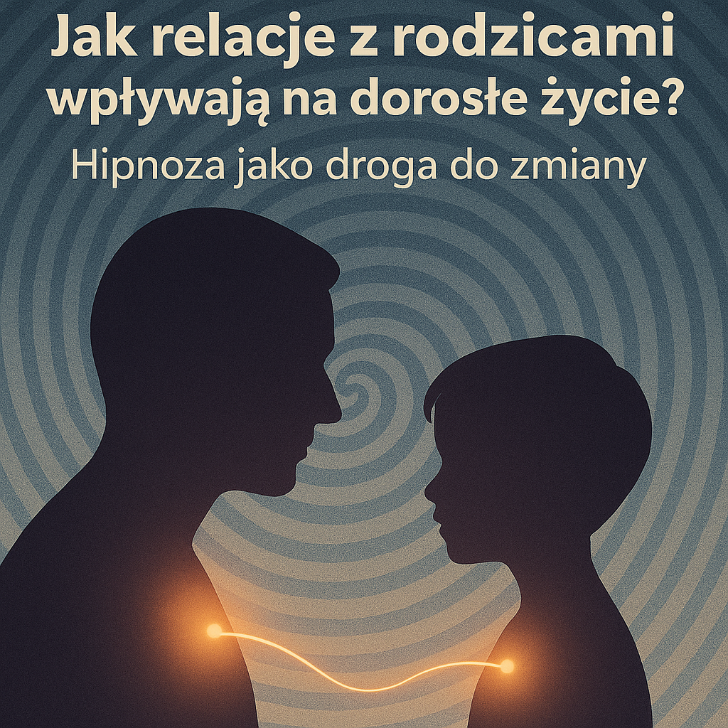 Rodzic i dziecko połączeni subtelną linią światła symbolizującą więź emocjonalną – ilustracja wpływu relacji z rodzicami na dorosłe życie
