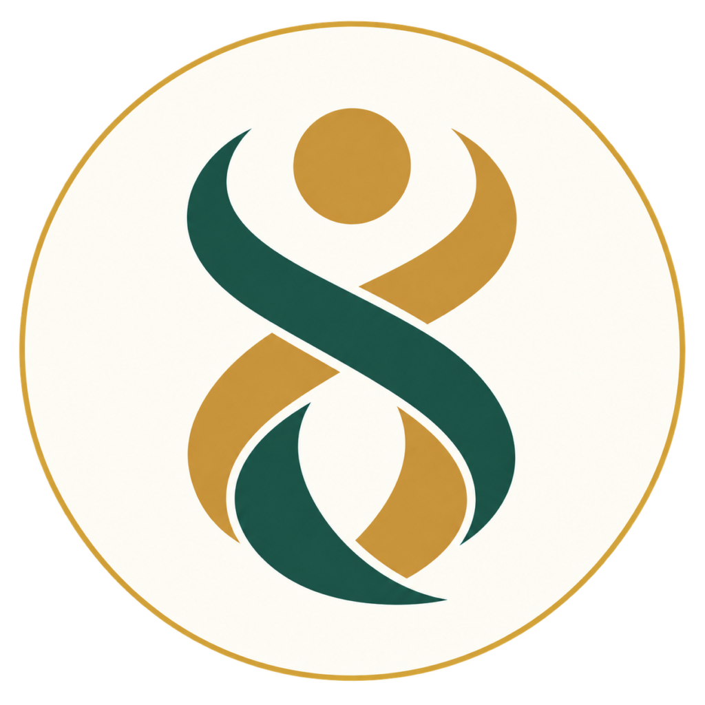Symbol marki Holis Sana – zielono-złota postać w kole